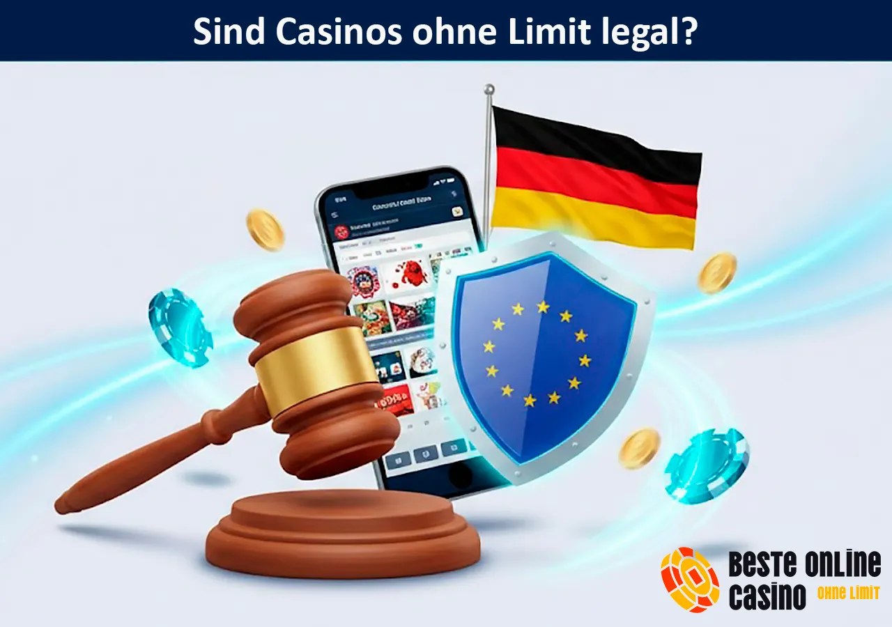 Informationen zur Legalität von Online Casinos ohne Limit in Deutschland.